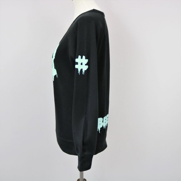 Been Trill Mall Ratz Black and Aqua Drip Logo Sweatshirt Women’s Size S - Picture 5 of 12